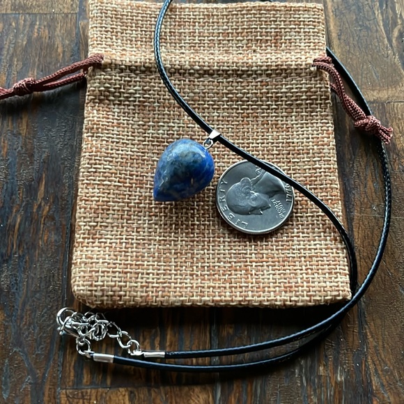 Lapis Lazuli Cone Pendant Lapis Lazuli Necklace Crystal Necklace Lapis Jewelry - Picture 2 of 2